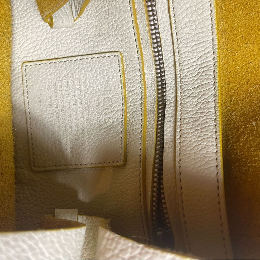 J Crew Borge Garveri Pebbled Leather off White Uptown large Tote. - Picture 13 of 16